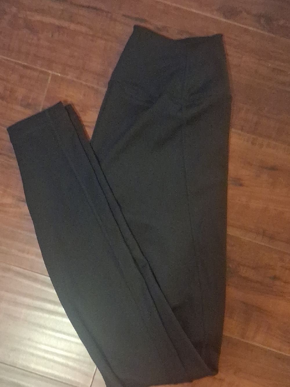 adidas Black Athletic Leggings with White Three-Stripe Logo - Picture 3 of 4